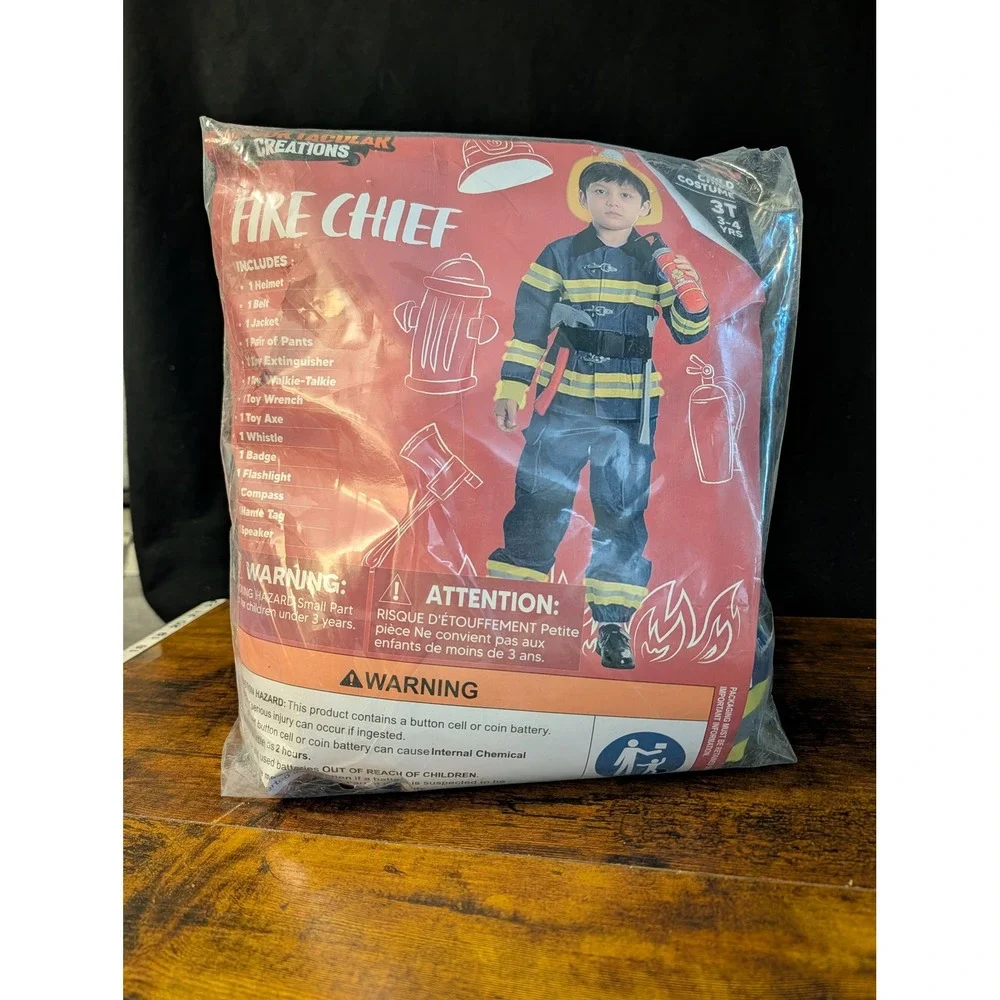 Fire Chief Costume 3T Toddler Halloween Dress Up Play Firefighter Complete New